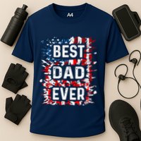 Funny Best Dad Ever Fathers Day Papa Us American Flag Cooling Performance Crew T-Shirt