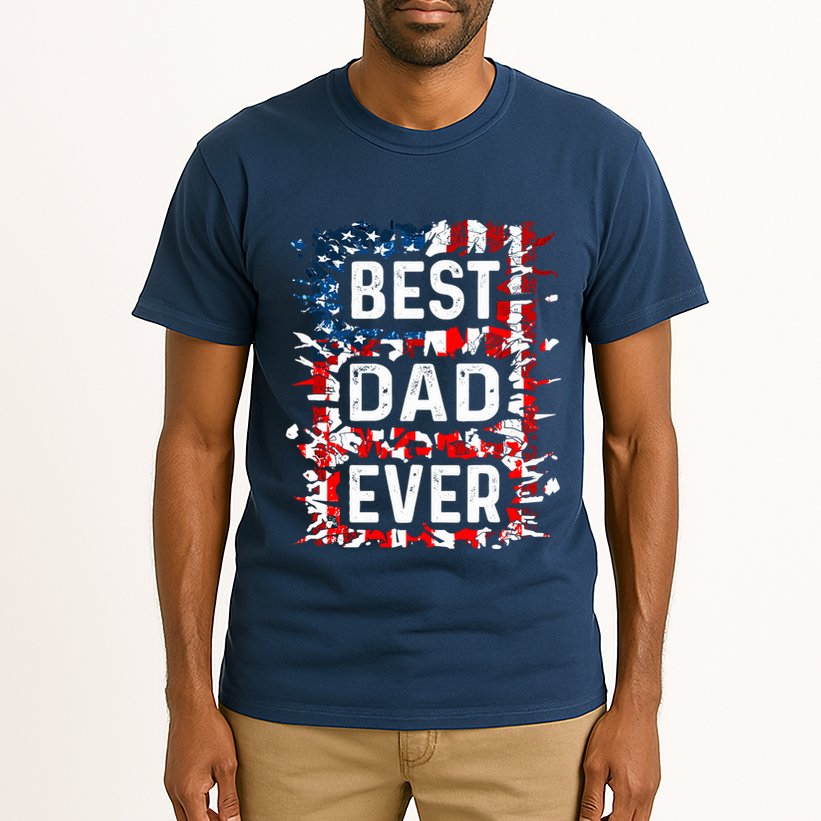 Funny Best Dad Ever Fathers Day Papa Us American Flag Tall T-Shirt