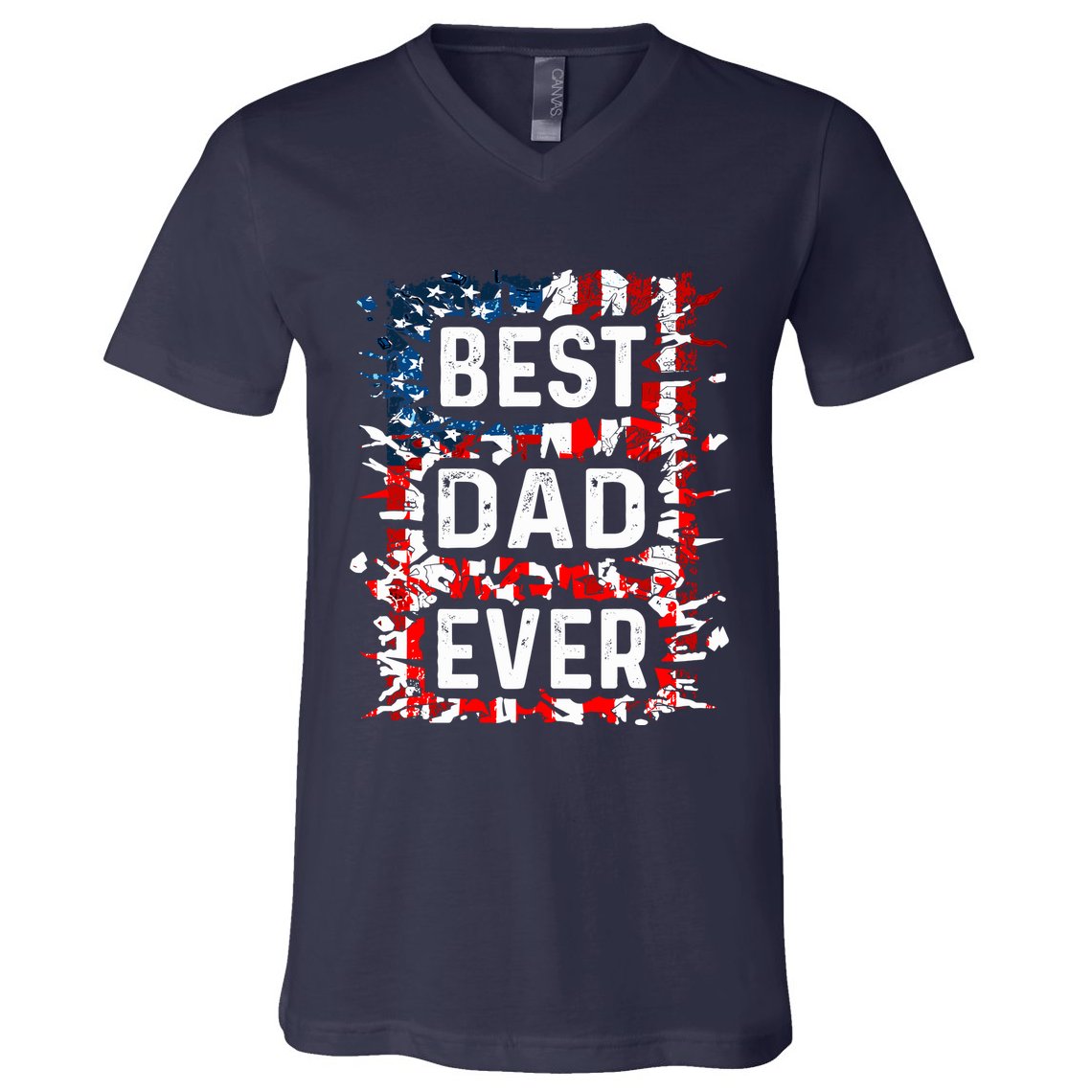 Funny Best Dad Ever Fathers Day Papa Us American Flag V-Neck T-Shirt