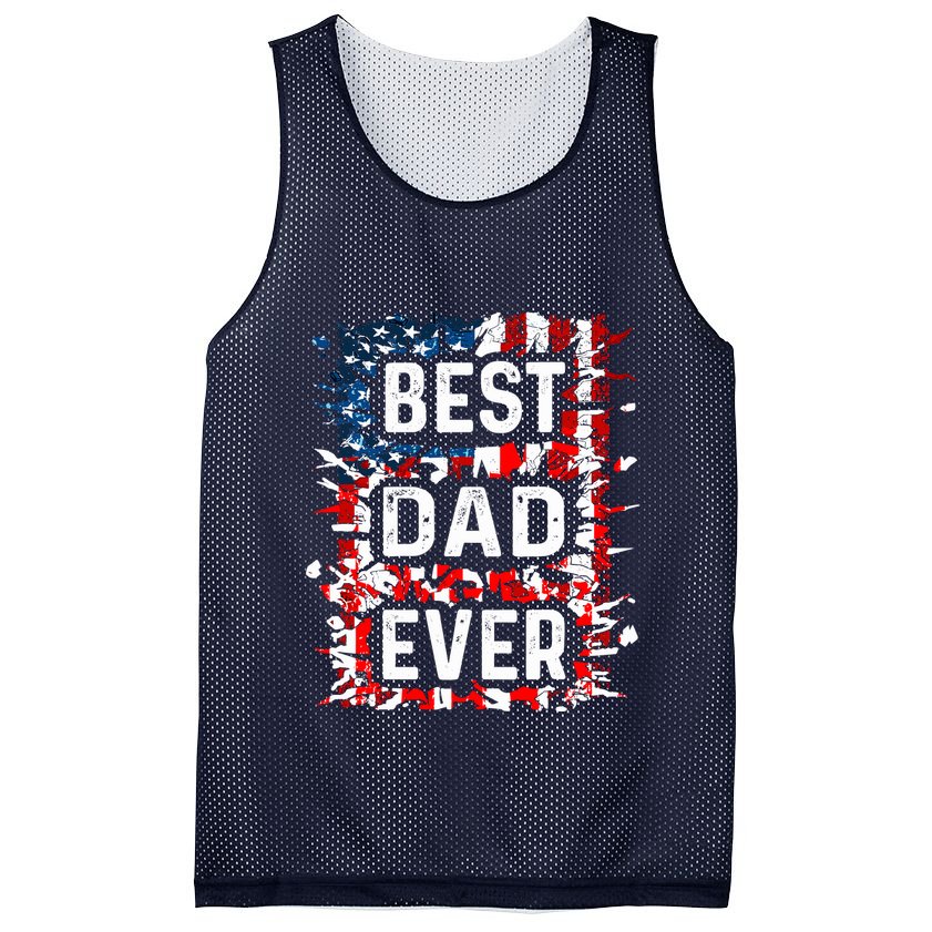 Funny Best Dad Ever Fathers Day Papa Us American Flag Mesh Reversible Basketball Jersey Tank