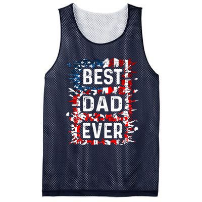 Funny Best Dad Ever Fathers Day Papa Us American Flag Mesh Reversible Basketball Jersey Tank