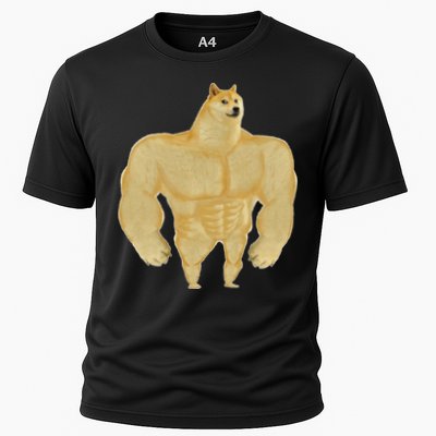 Funny Buff Doge Chiba Dog Gym meme Funny Swole Doge Performance Shirt