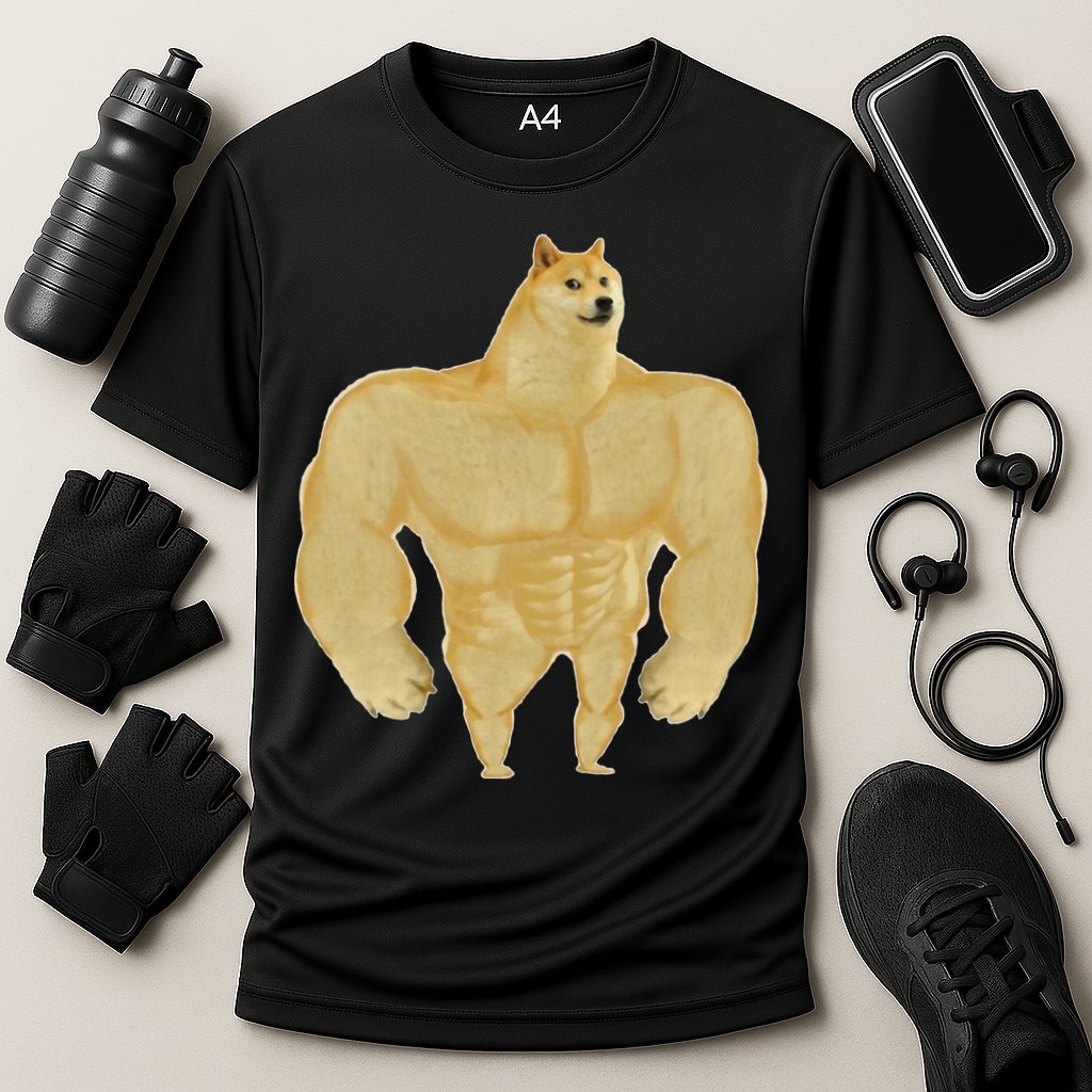Funny Buff Doge Chiba Dog Gym meme Funny Swole Doge Cooling Performance Crew T-Shirt