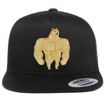 Funny Buff Doge Chiba Dog Gym meme Funny Swole Doge Flatbill Hat