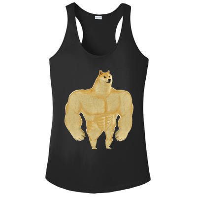Funny Buff Doge Chiba Dog Gym meme Funny Swole Doge Ladies PosiCharge Competitor Racerback Tank