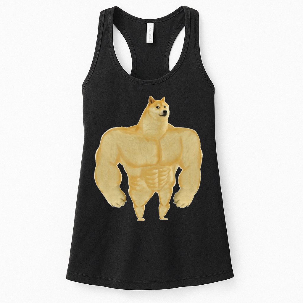 Funny Buff Doge Chiba Dog Gym meme Funny Swole Doge Womens Tank Top