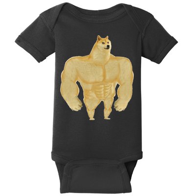 Funny Buff Doge Chiba Dog Gym meme Funny Swole Doge Baby Bodysuit