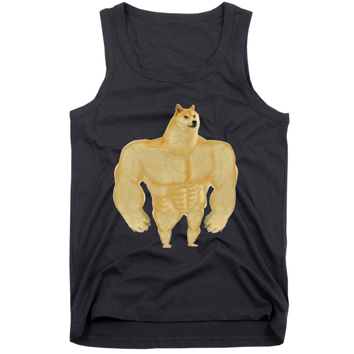 Funny Buff Doge Chiba Dog Gym meme Funny Swole Doge Tank Top