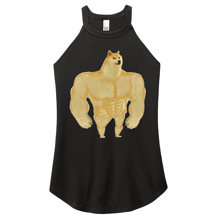 Funny Buff Doge Chiba Dog Gym meme Funny Swole Doge Women's Perfect Tri Rocker Tank
