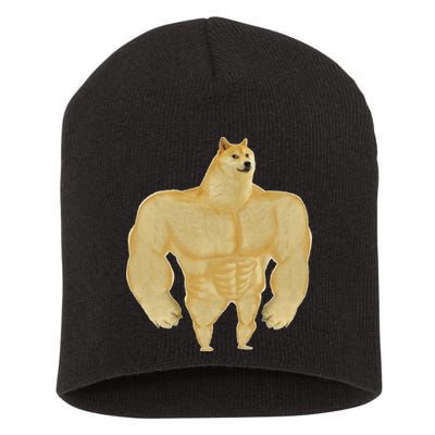 Funny Buff Doge Chiba Dog Gym meme Funny Swole Doge Short Acrylic Beanie