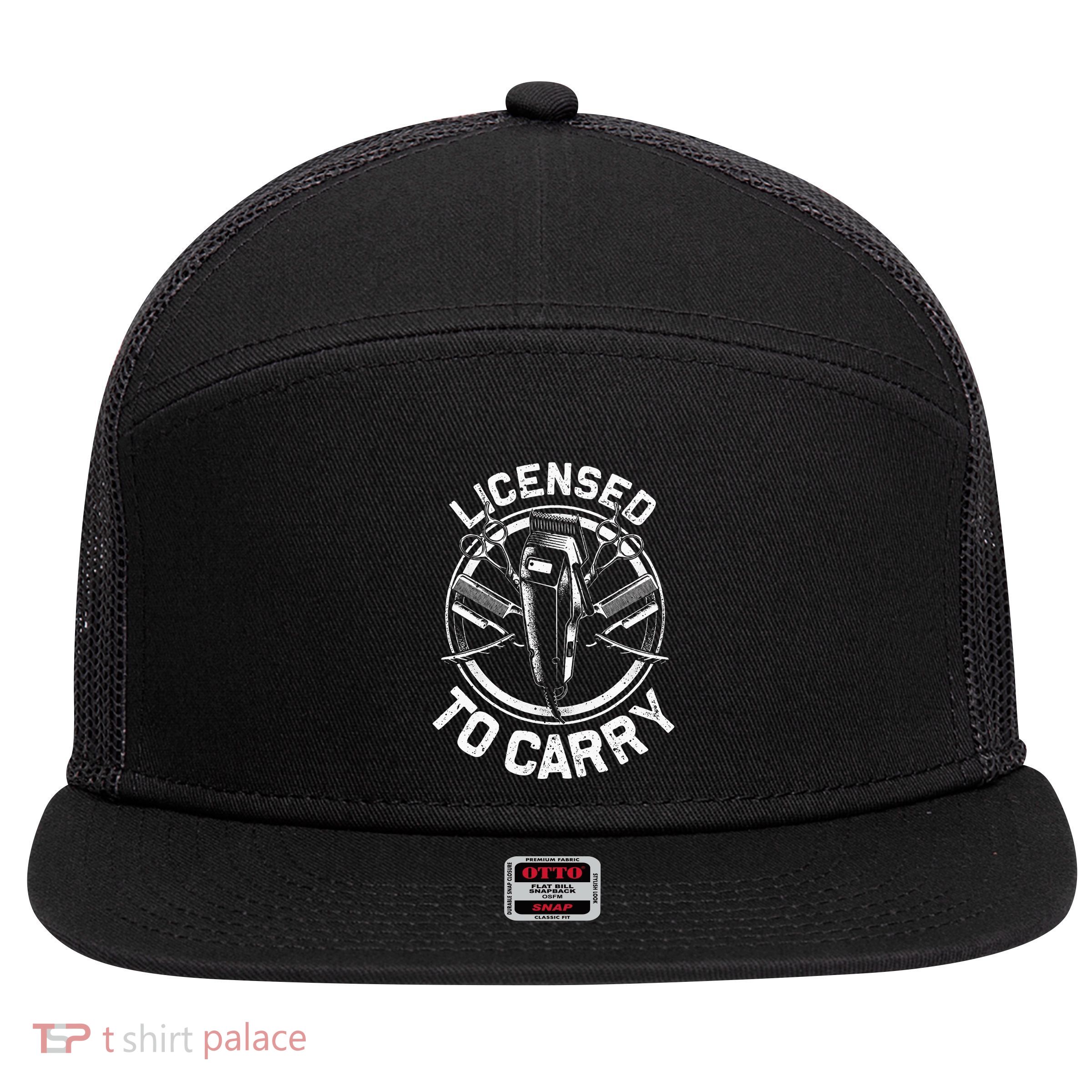 Funny Barber Designs For Men Dad Hairstyling Stylist Tools 7 Panel Mesh Trucker Snapback Hat
