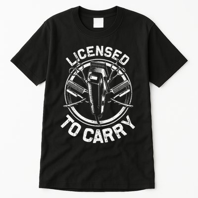 Funny Barber Designs For Men Dad Hairstyling Stylist Tools Tall T-Shirt