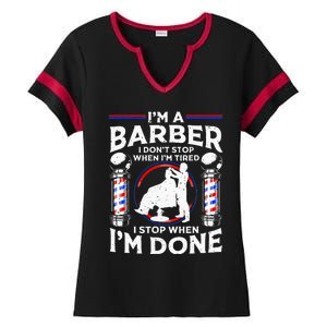 Funny Barber Designs For Dad Hairstyling Humor Quote Ladies Halftime Notch Neck Tee