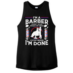 Funny Barber Designs For Dad Hairstyling Humor Quote Ladies PosiCharge Tri-Blend Wicking Tank