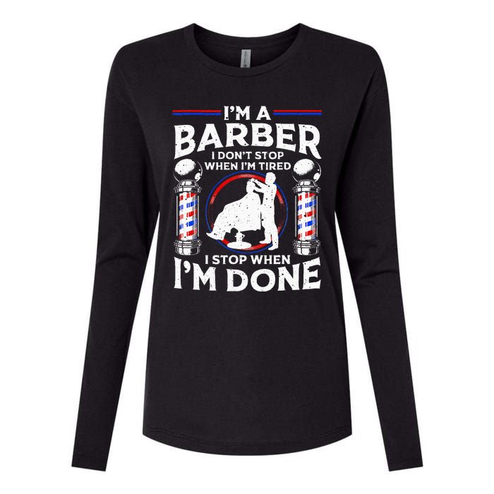 Funny Barber Designs For Dad Hairstyling Humor Quote Womens Cotton Relaxed Long Sleeve T-Shirt