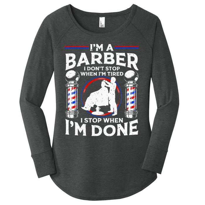 Funny Barber Designs For Dad Hairstyling Humor Quote Women's Perfect Tri Tunic Long Sleeve Shirt