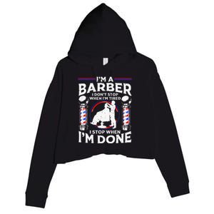 Funny Barber Designs For Dad Hairstyling Humor Quote Crop Fleece Hoodie