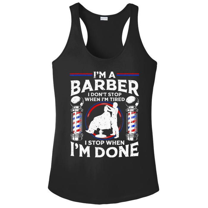 Funny Barber Designs For Dad Hairstyling Humor Quote Ladies PosiCharge Competitor Racerback Tank