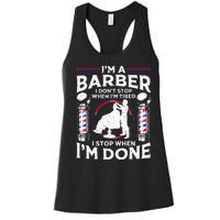 Funny Barber Designs For Dad Hairstyling Humor Quote Women's Racerback Tank