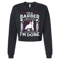 Funny Barber Designs For Dad Hairstyling Humor Quote Cropped Pullover Crew