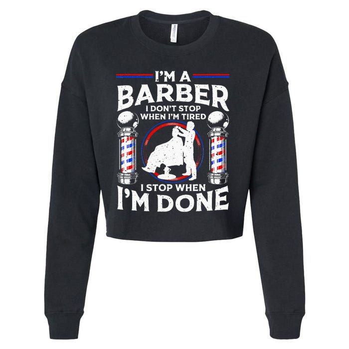 Funny Barber Designs For Dad Hairstyling Humor Quote Cropped Pullover Crew