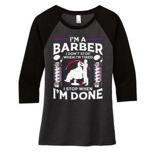 Funny Barber Designs For Dad Hairstyling Humor Quote Women's Tri-Blend 3/4-Sleeve Raglan Shirt