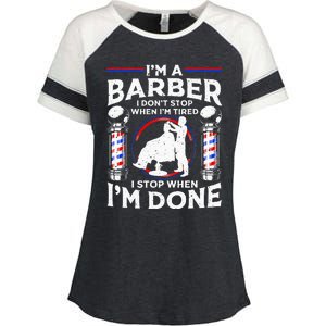 Funny Barber Designs For Dad Hairstyling Humor Quote Enza Ladies Jersey Colorblock Tee