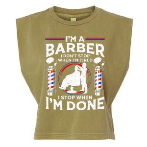 Funny Barber Designs For Dad Hairstyling Humor Quote Garment-Dyed Women's Muscle Tee