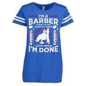 Funny Barber Designs For Dad Hairstyling Humor Quote Enza Ladies Jersey Football T-Shirt