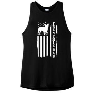 French Bulldog Dad American Flag Patriotic Frenchie Dog Ladies PosiCharge Tri-Blend Wicking Tank