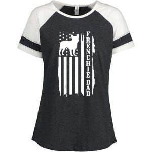 French Bulldog Dad American Flag Patriotic Frenchie Dog Enza Ladies Jersey Colorblock Tee