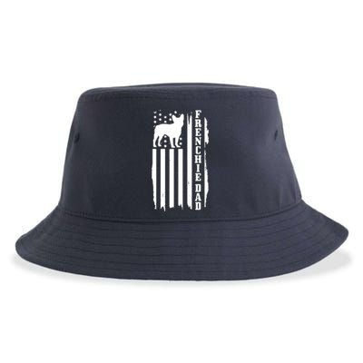 French Bulldog Dad American Flag Patriotic Frenchie Dog Sustainable Bucket Hat