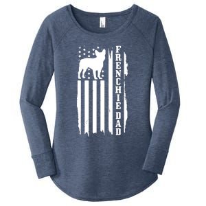 French Bulldog Dad American Flag Patriotic Frenchie Dog Women's Perfect Tri Tunic Long Sleeve Shirt