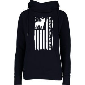 French Bulldog Dad American Flag Patriotic Frenchie Dog Womens Funnel Neck Pullover Hood