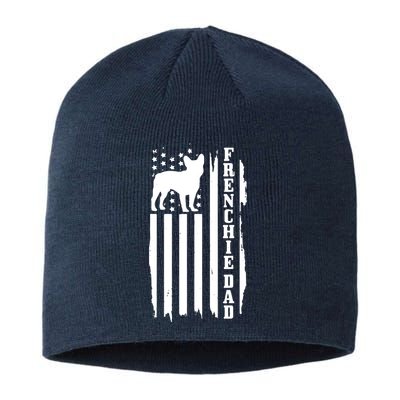 French Bulldog Dad American Flag Patriotic Frenchie Dog Sustainable Beanie