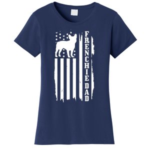 French Bulldog Dad American Flag Patriotic Frenchie Dog Women's T-Shirt