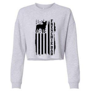 French Bulldog Dad American Flag Patriotic Frenchie Dog Cropped Pullover Crew