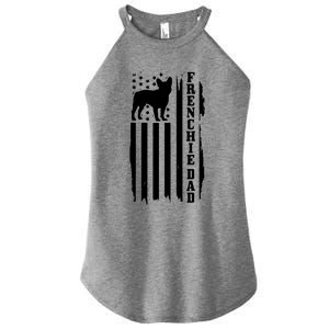 French Bulldog Dad American Flag Patriotic Frenchie Dog Women's Perfect Tri Rocker Tank