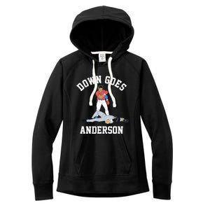 FUNNY BASEBALL DOWN GOES ANDERSON Women's Fleece Hoodie