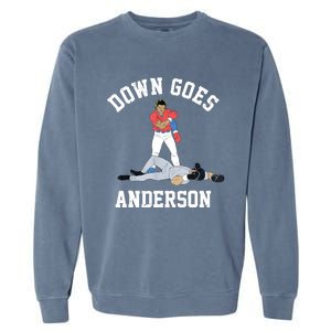 FUNNY BASEBALL DOWN GOES ANDERSON Garment-Dyed Sweatshirt