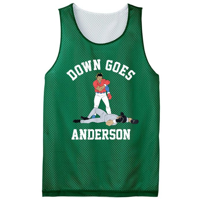 FUNNY BASEBALL DOWN GOES ANDERSON Mesh Reversible Basketball Jersey Tank