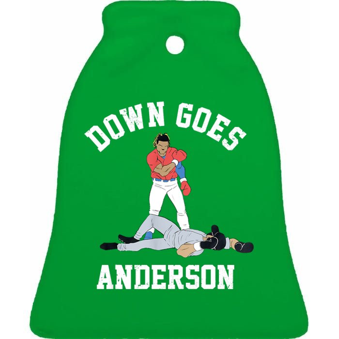 FUNNY BASEBALL DOWN GOES ANDERSON Ceramic Bell Ornament