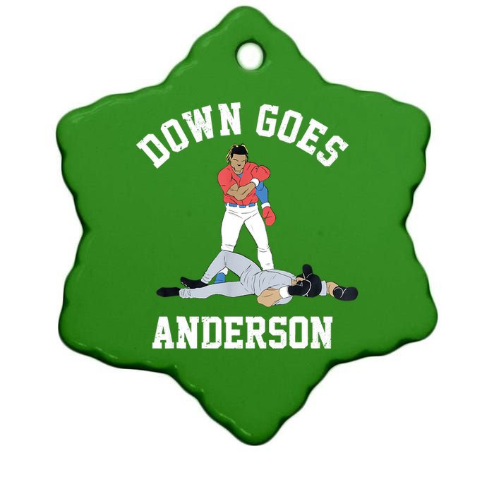 FUNNY BASEBALL DOWN GOES ANDERSON Ceramic Star Ornament