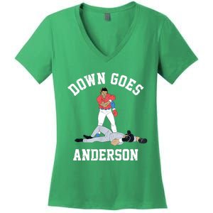 FUNNY BASEBALL DOWN GOES ANDERSON Women's V-Neck T-Shirt