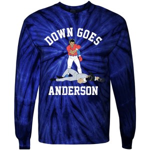 FUNNY BASEBALL DOWN GOES ANDERSON Tie-Dye Long Sleeve Shirt