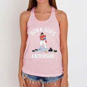 FUNNY BASEBALL DOWN GOES ANDERSON Women's Knotted Racerback Tank