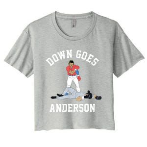 FUNNY BASEBALL DOWN GOES ANDERSON Women's Crop Top Tee