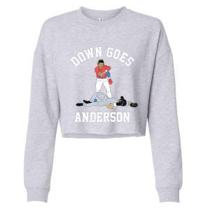 FUNNY BASEBALL DOWN GOES ANDERSON Cropped Pullover Crew