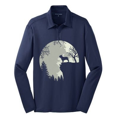 French Bulldog Dog And Moon Shirts Halloween Costume Silk Touch Performance Long Sleeve Polo