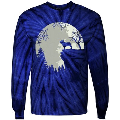 French Bulldog Dog And Moon Shirts Halloween Costume Tie-Dye Long Sleeve Shirt